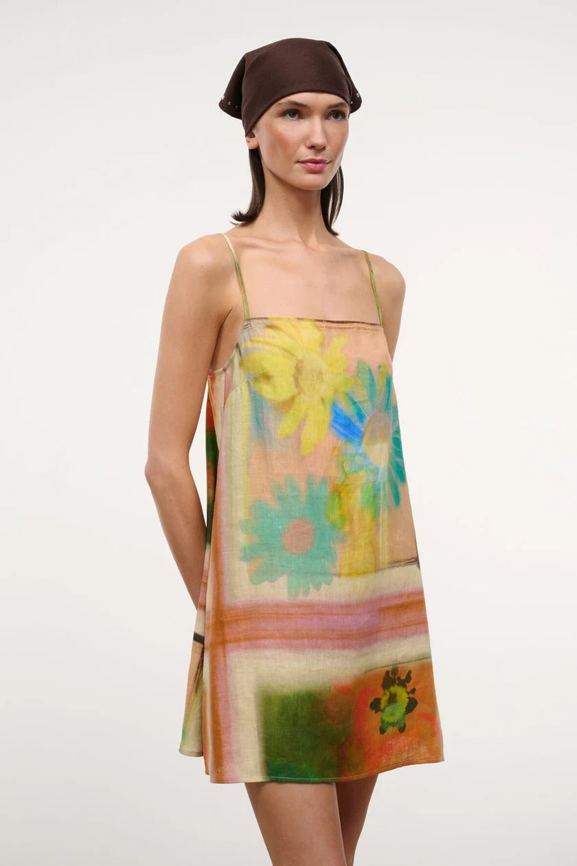 staud linen dress Grazia gathered linen mini dress - white