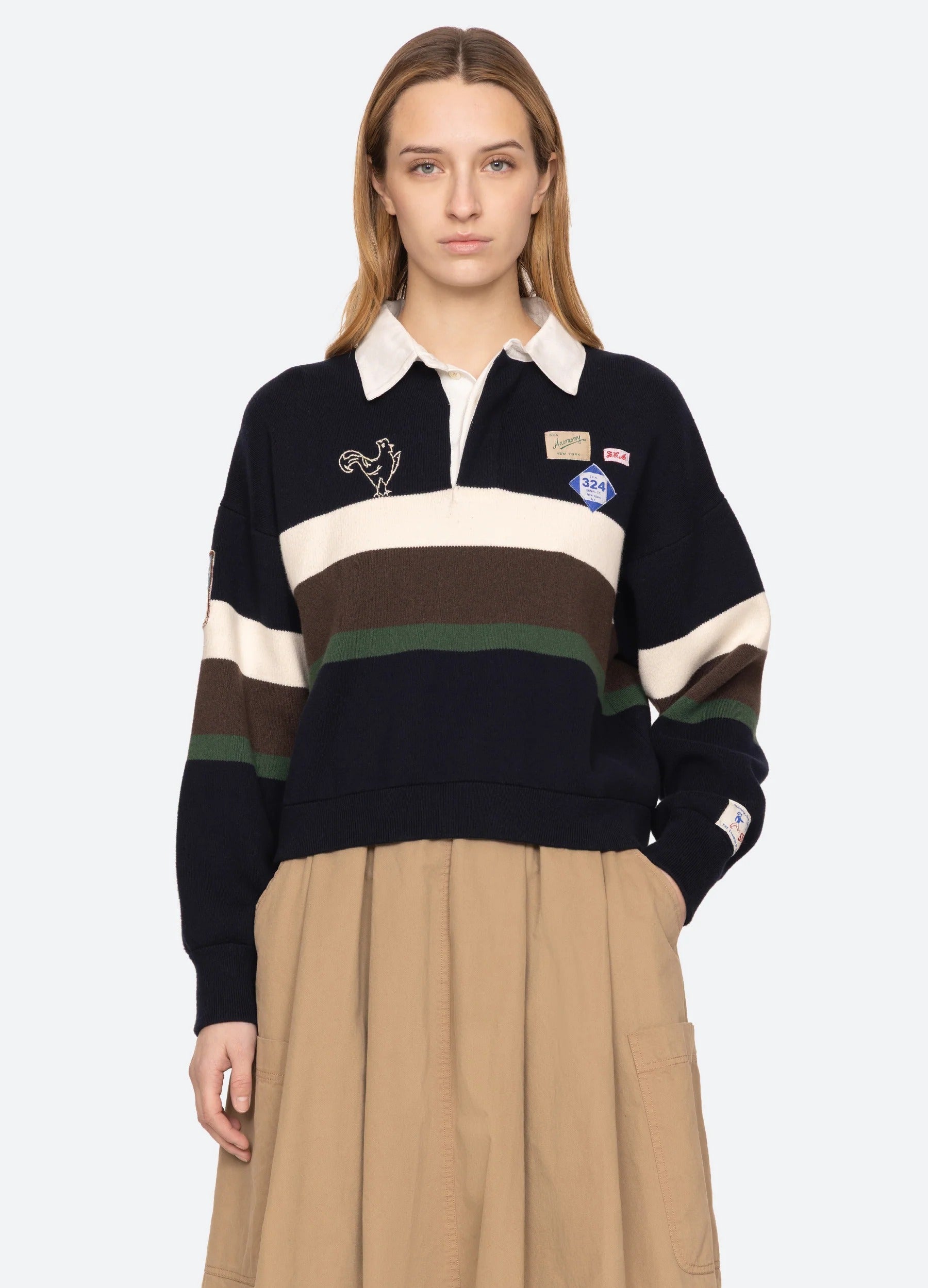美品、ROKU SHEER JAQUARED RUGBY SHIRT KNIT 6（ロク）の「＜6(ROKU)＞SHEER JAQUARED RUGBY SHIRT KNIT