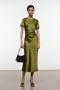 Staud Women's Marcel Silk Blend Dress - Green - Size 2