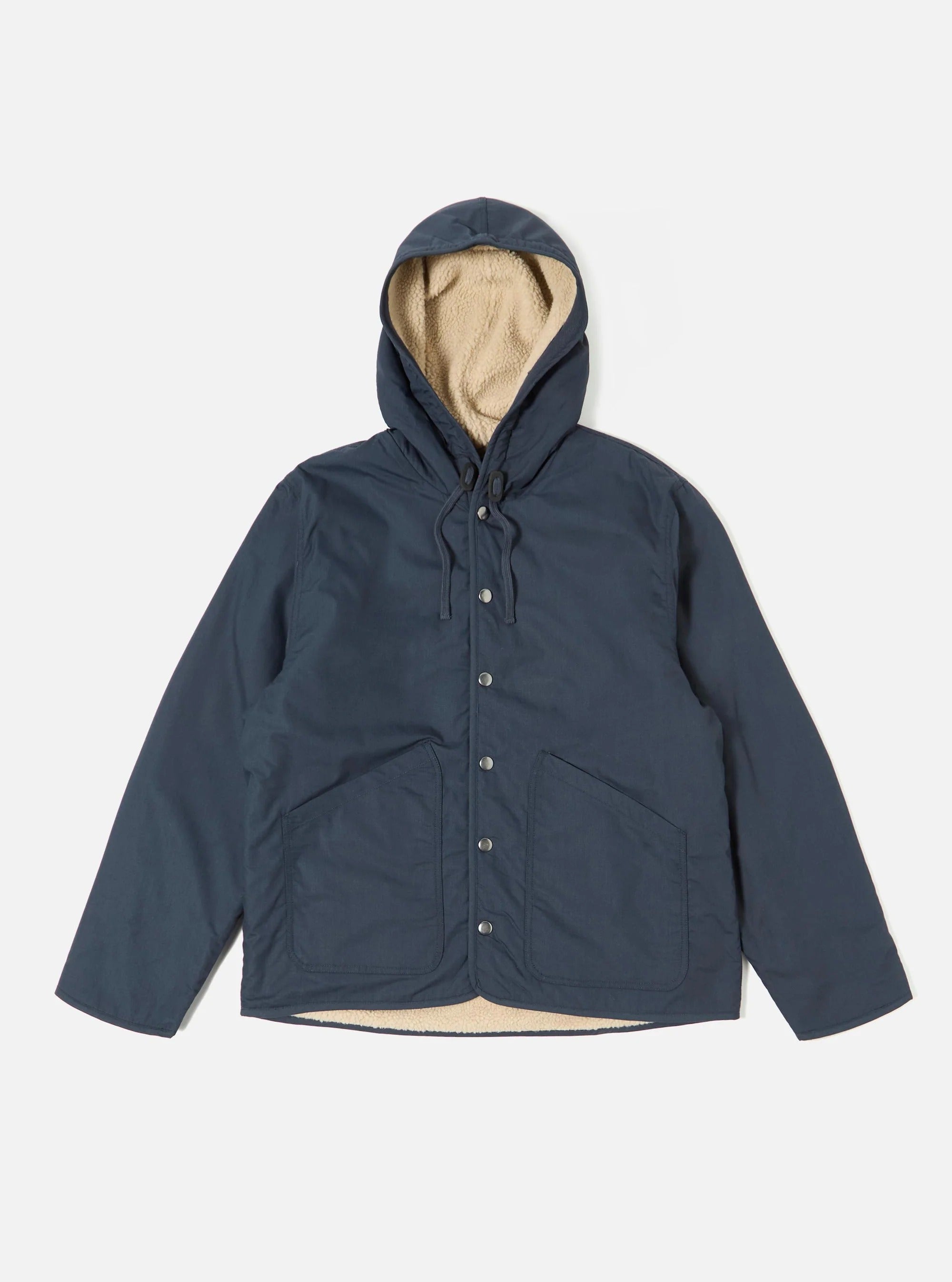 UNIVERSAL WORKS. Polytech/Sherpa Reversible Hooded Jacket