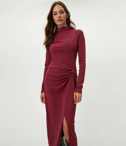 Women's Tish Mock Neck Midi Dress - Garnet - Size L