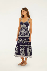farm rio richelieu midi dress Farm Rio Green Richelieu Cutwork Midi Dress