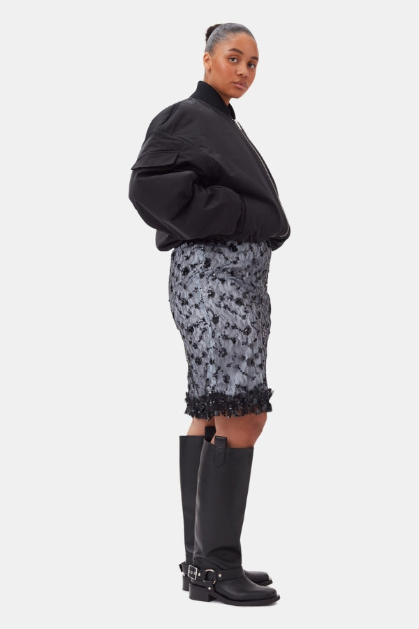FINAL SALE: GANNI Twill Oversized Short Bomber Jacket