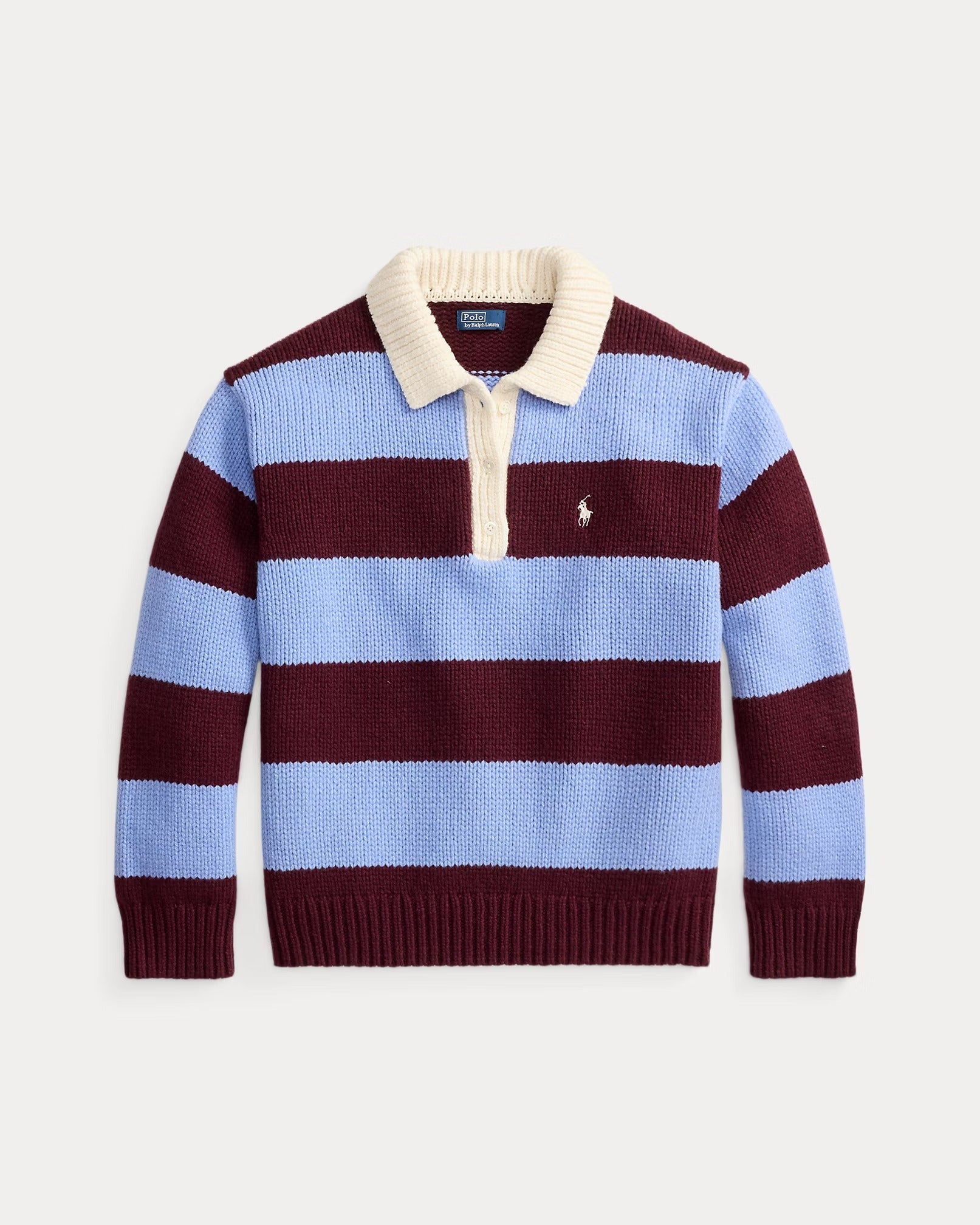 POLO RALPH LAUREN Wool Long Sleeve Polo Self Collar Rugby Sweater