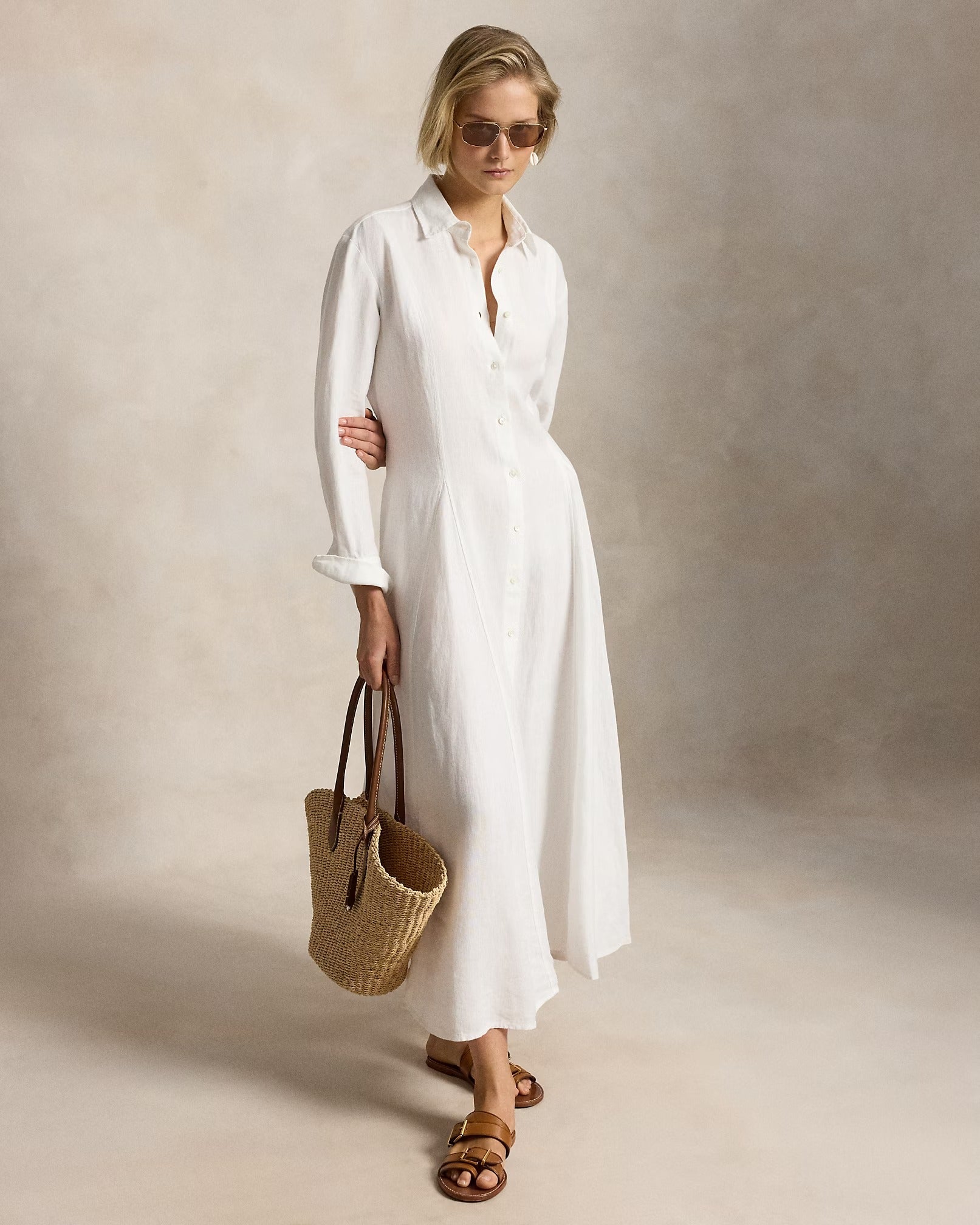 POLO RALPH LAUREN Self-Tie Linen Shirtdress – Meridian Boutique