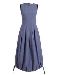 Blue dress with black straps on a white background