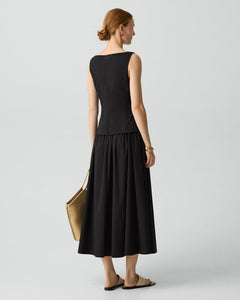 THEORY Boatneck Set Dress in Black - Minimalist and Elegant