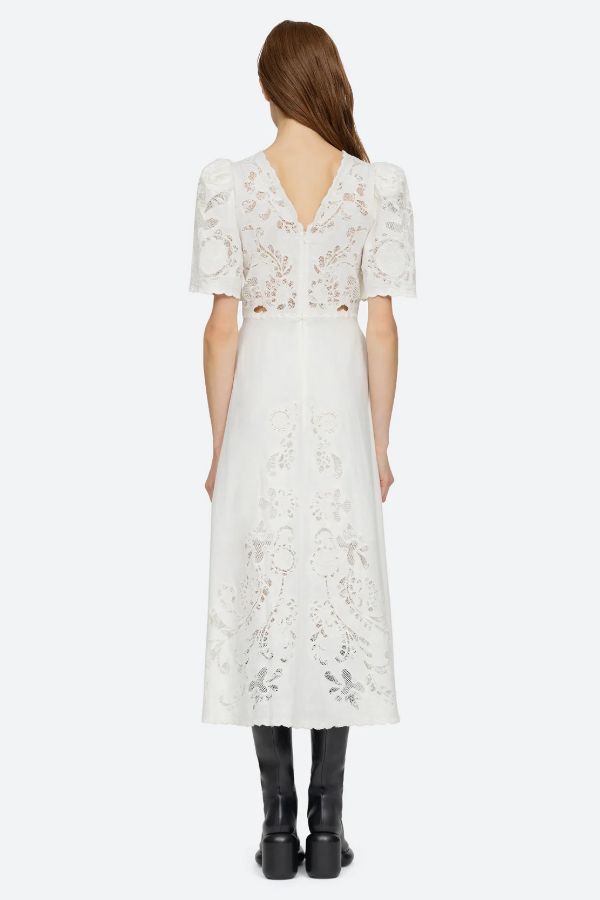 Product photo of Baylin Lace Puff Sleeve Dress-Sea New York-Meridian Boutique