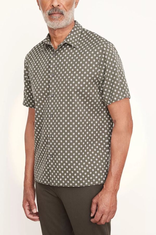Product photo of Cosmo Floral Print Short Sleeve Shirt-Vince-Meridian Boutique