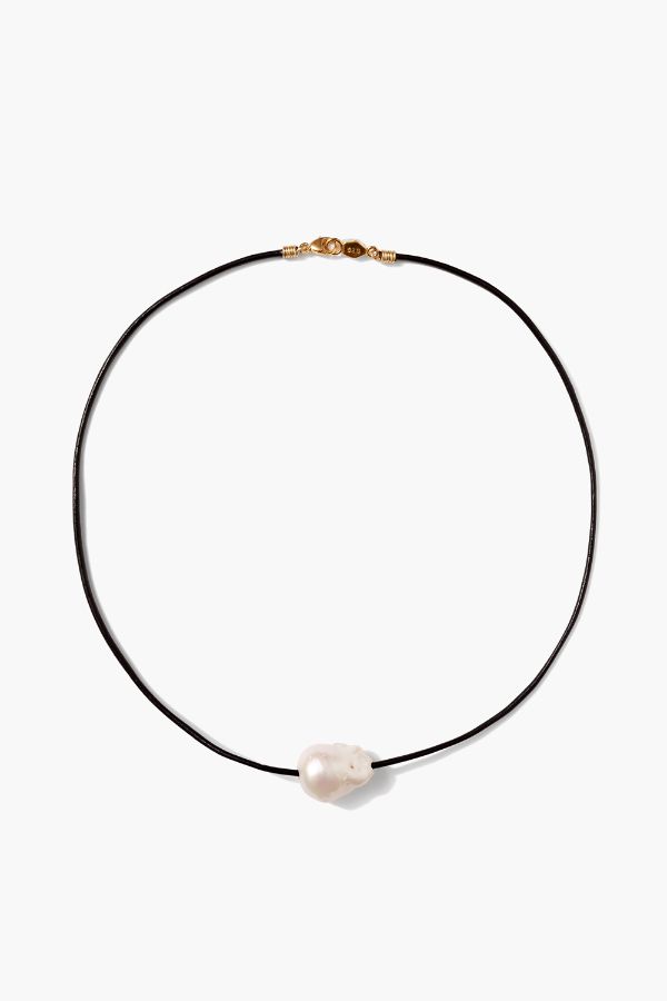 Product photo of Freshwater Baroque Pearl Leather Necklace-Chan Luu-Meridian Boutique