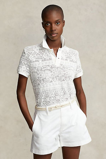 Product photo of Geometric-Lace Polo Shirt-Ralph Lauren-Meridian Boutique