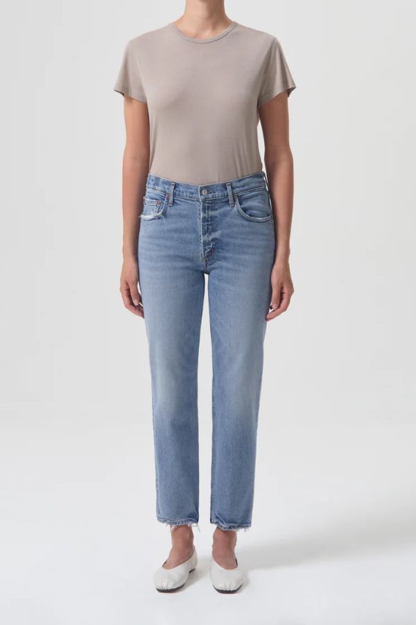 Product photo of Kye Mid Rise Straight Crop Stretch Jean-AGOLDE-Meridian Boutique