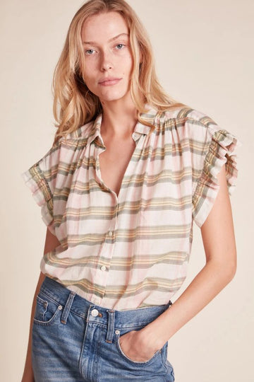 Product photo of Marianne "B" Ruffle Sleeve Shirt-Trovata-Meridian Boutique