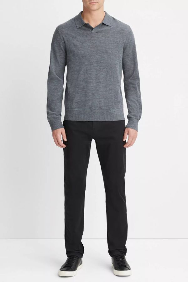 Product photo of Merino Wool Long-Sleeve Johnny Collar Shirt-Vince-Meridian Boutique