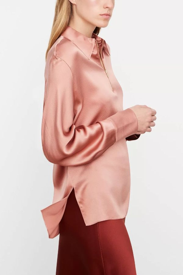 Product photo of Silk Long-Sleeve Zip Blouse-Vince-Meridian Boutique