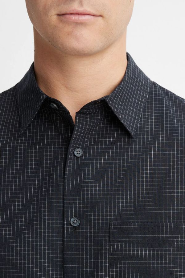 Product photo of Silverstone Windowpane Long-Sleeve Shirt-Vince-Meridian Boutique