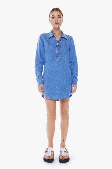 Product photo of The Lace Up Shirt Dress-Mother-Meridian Boutique