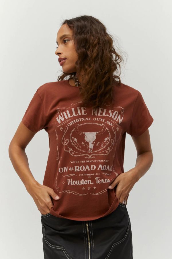 Product photo of Willie Nelson Whiskey Label Tour Tee-Daydreamer-Meridian Boutique